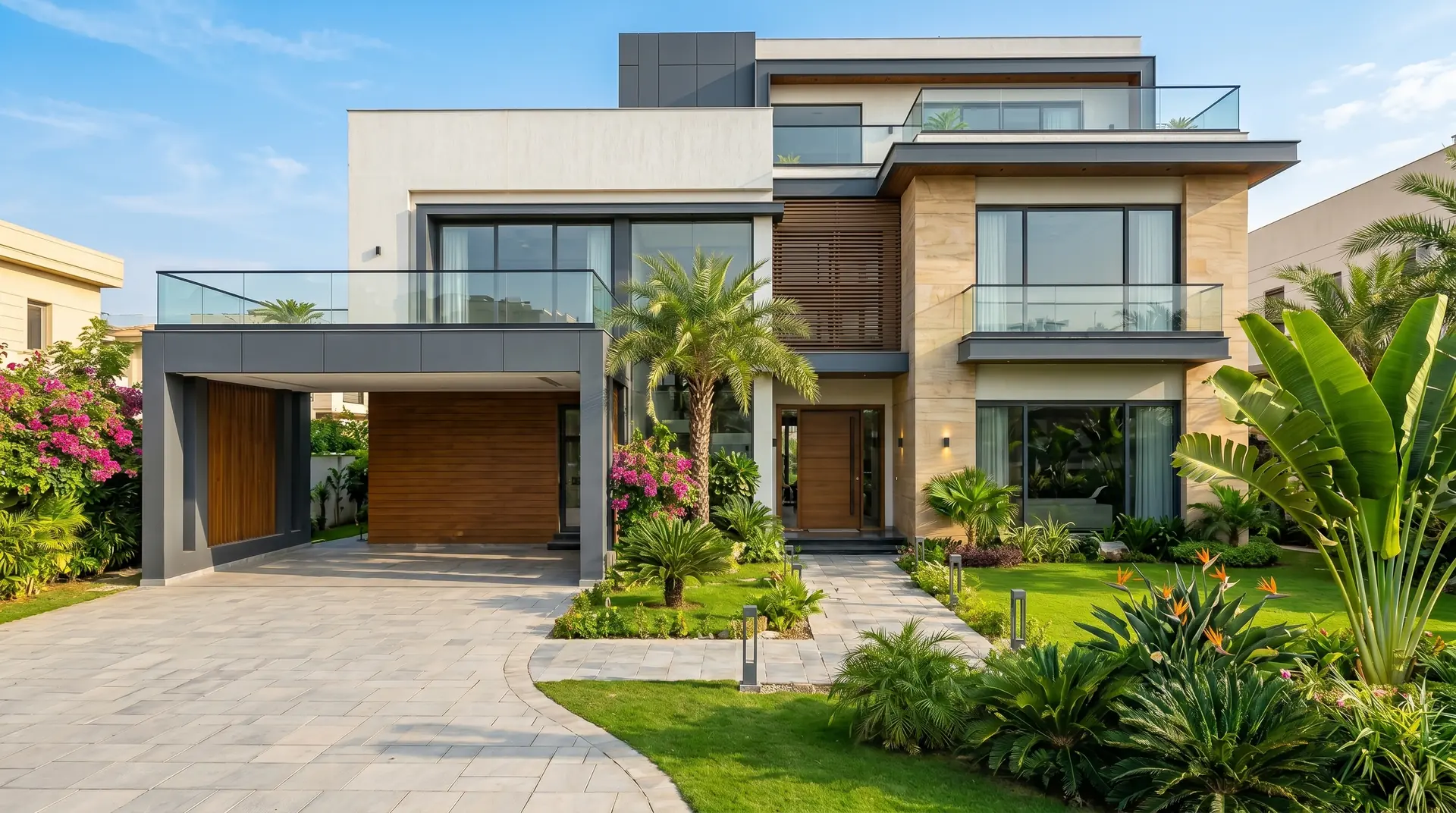 Modern villa with landscaped frontage