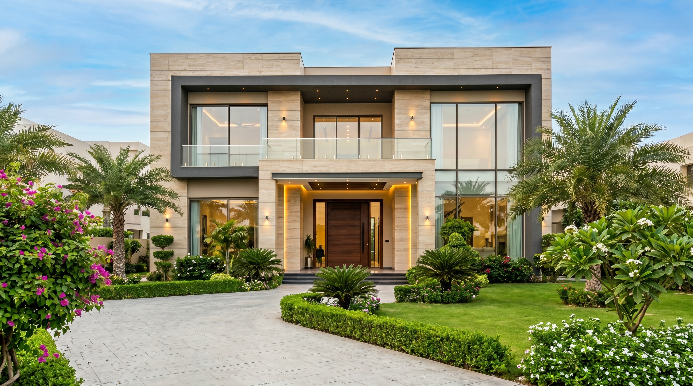 Night-lit modern residence