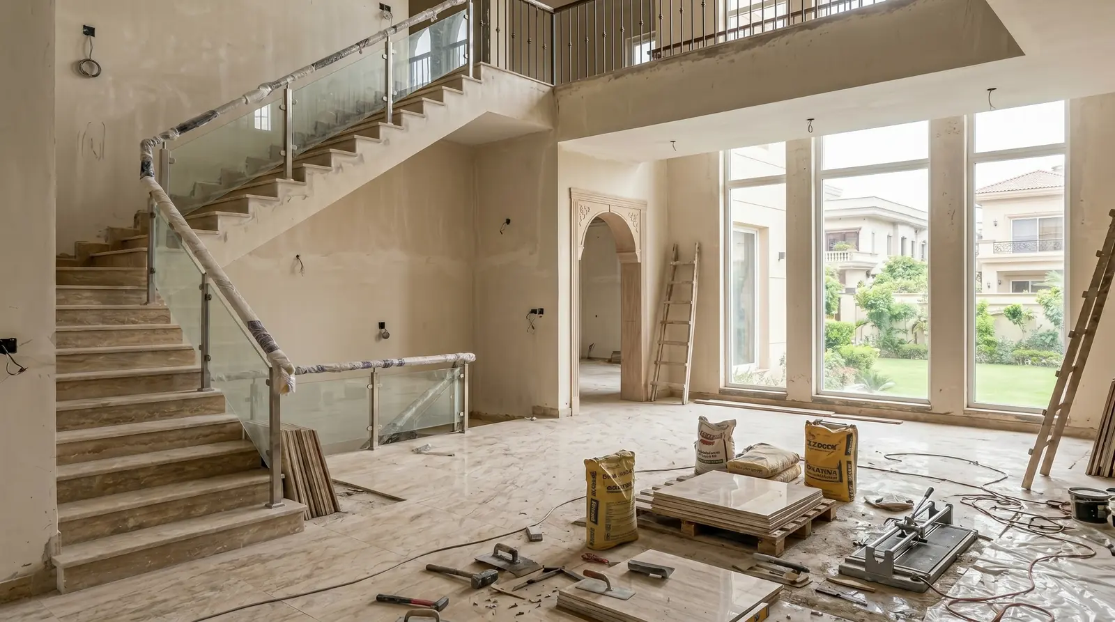 Interior under construction